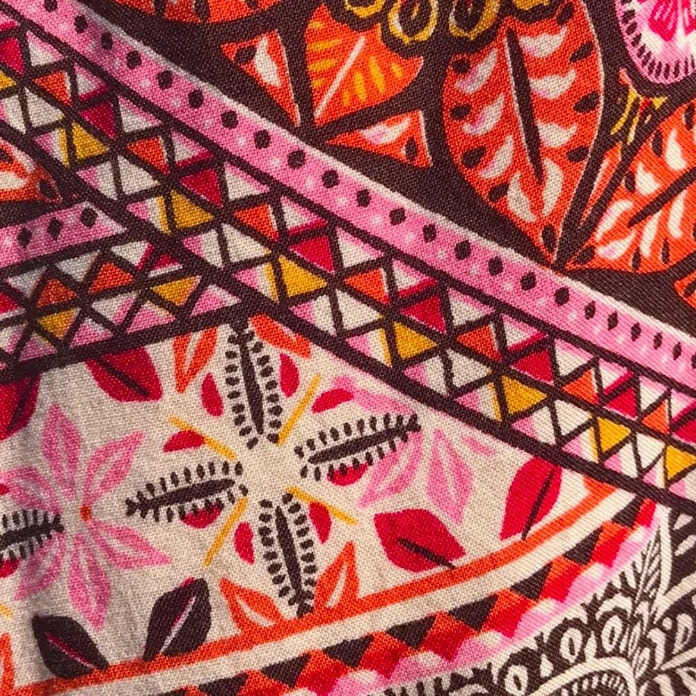 Miami Boho Brown Orange Pink Cream Floral Printed Halter Midi Dress Size Medium - Picture 11 of 16